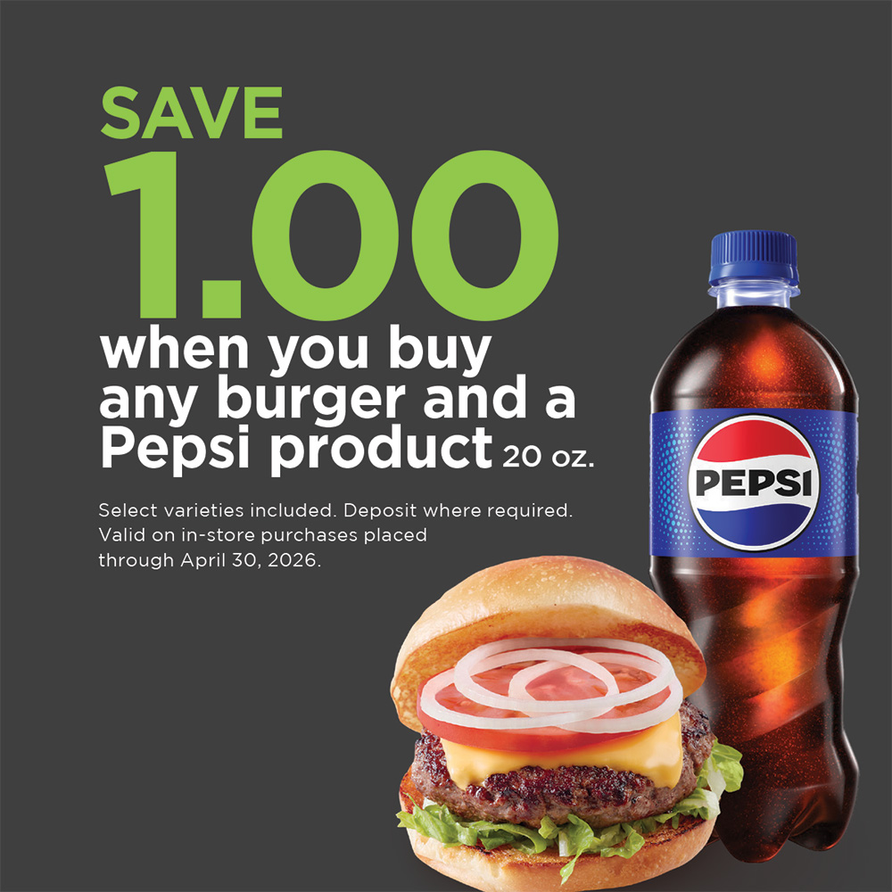 Pass Through (4x4) $1 off Pepsi and burger